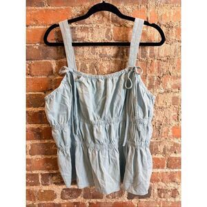 UNIVERSAL THREAD • Light Blue Spaghetti Strap Gathered Scrunch Tank Top • Ladies